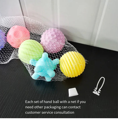 Close-up texture of a baby sensory bath toy, soft rubber grip ball enhancing development