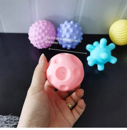 Soft grip ball, a developmental bath toy for babies, stimulating senses