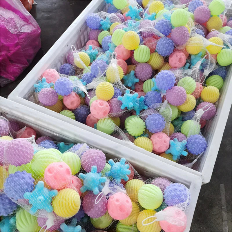 Soft rubber bath toy, grip ball with various textures for baby's tactile development