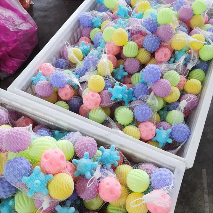 Soft rubber bath toy, grip ball with various textures for baby's tactile development