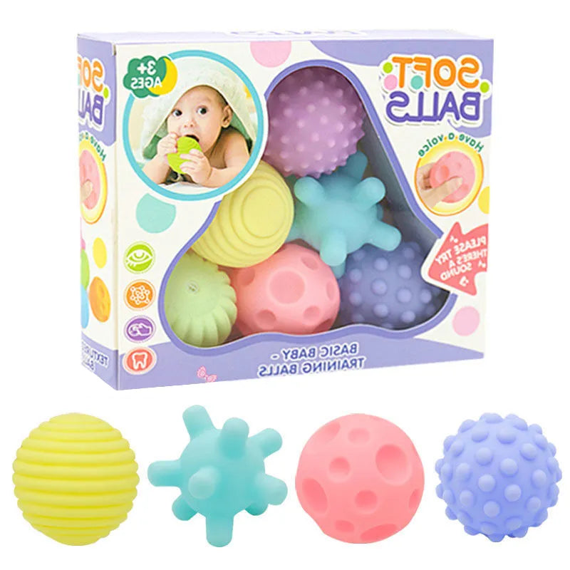 Brightly colored infant grip ball, a sensory and developmental toy for toddlers