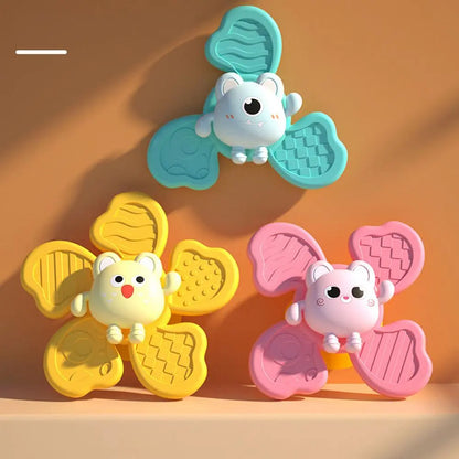 Baby sensory spinner suction cup bath toy for toddlers, encourages early learning and fidget play.