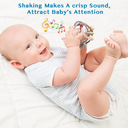 Multi-textured baby sensory ball teether with rattle, BPA-free for newborns