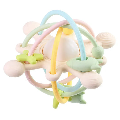 BPA-free baby sensory teether ball with rattle, ideal for newborn gum relief