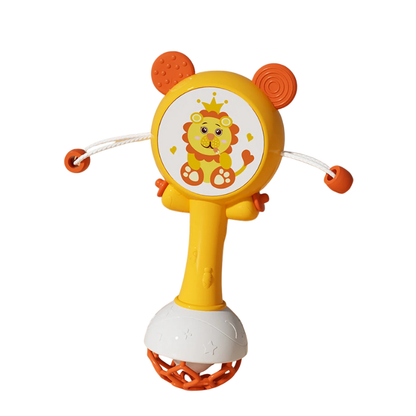 Baby sensory teether rattle, includes soft jingle sounds and easy-to-hold design for teething relief and play.