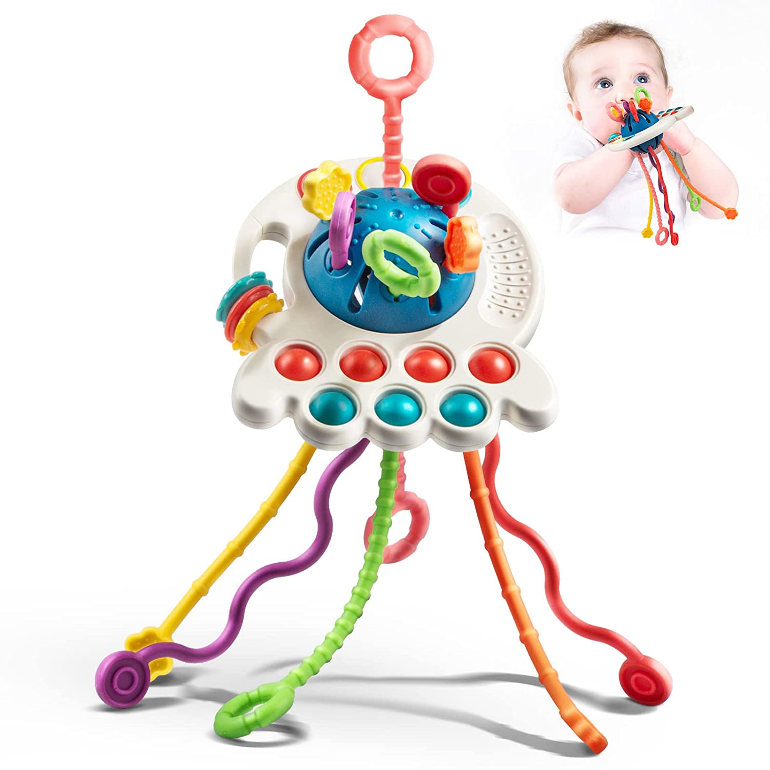 Baby Sensory UFO Shape Activity Toy with colorful balls for infant development, BPA free