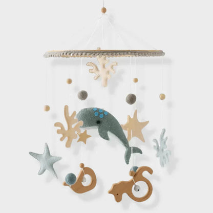 Organic Baby Sensory Wooden Mobile, a charming addition for cribs encouraging visual development, wooden toy