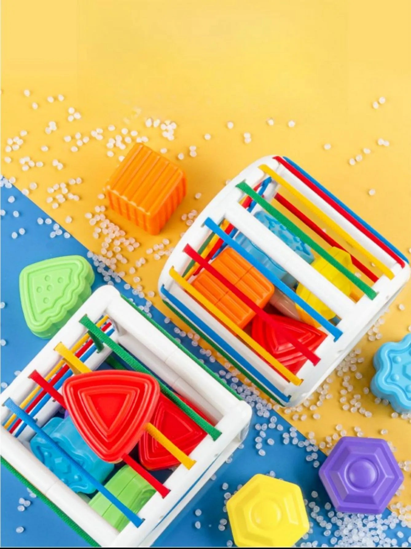 Vibrant Baby Shape Sorter Cube with geometric shapes, perfect for toddler activity