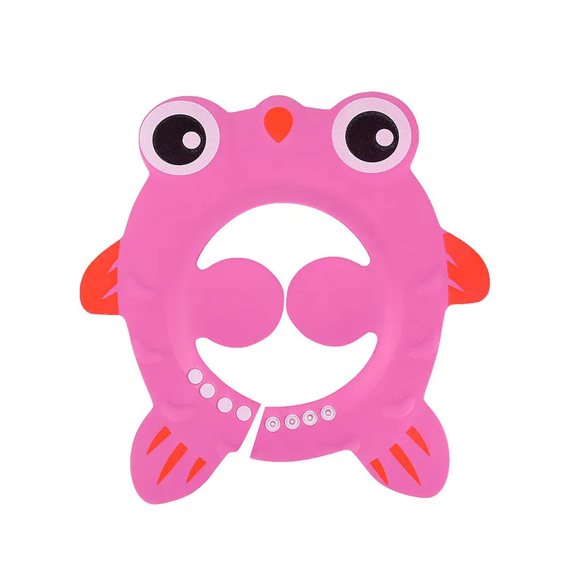 Kids' ear protector bath cap. Secure & soft, perfect for keeping water away from baby's face & ears.