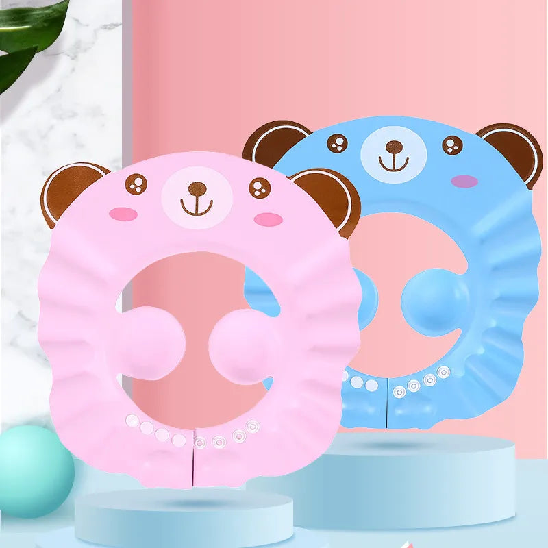 Cute animal baby shower cap with ear protection. Ideal for stress-free toddler bath time.