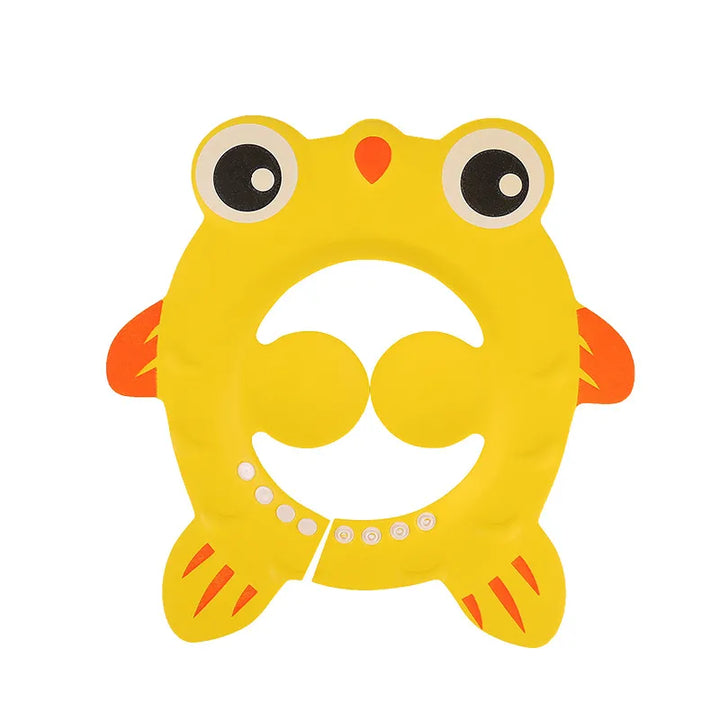 Tear-free baby shampoo cap with ear flaps. Animal pattern design for toddlers' comfortable bathing.