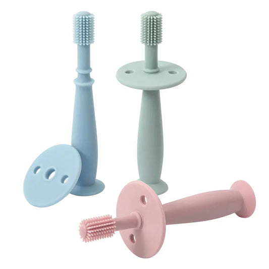 Baby silicone 360-degree training toothbrush, soft bristles for infant oral care