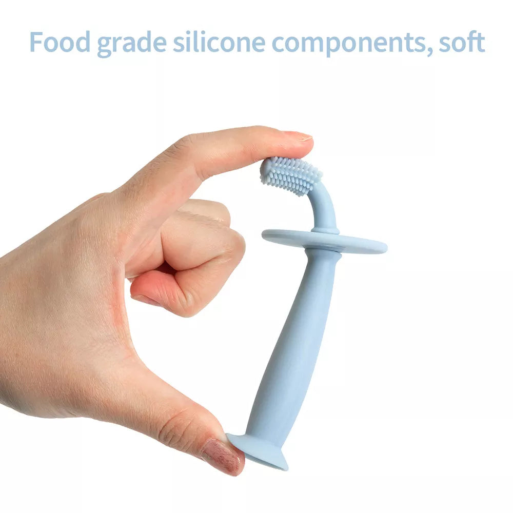 Silicone baby toothbrush, 360-degree bristles reaching all areas for young children