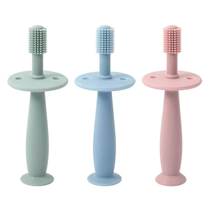 Baby's first toothbrush, 360-degree silicone design for effective oral hygiene