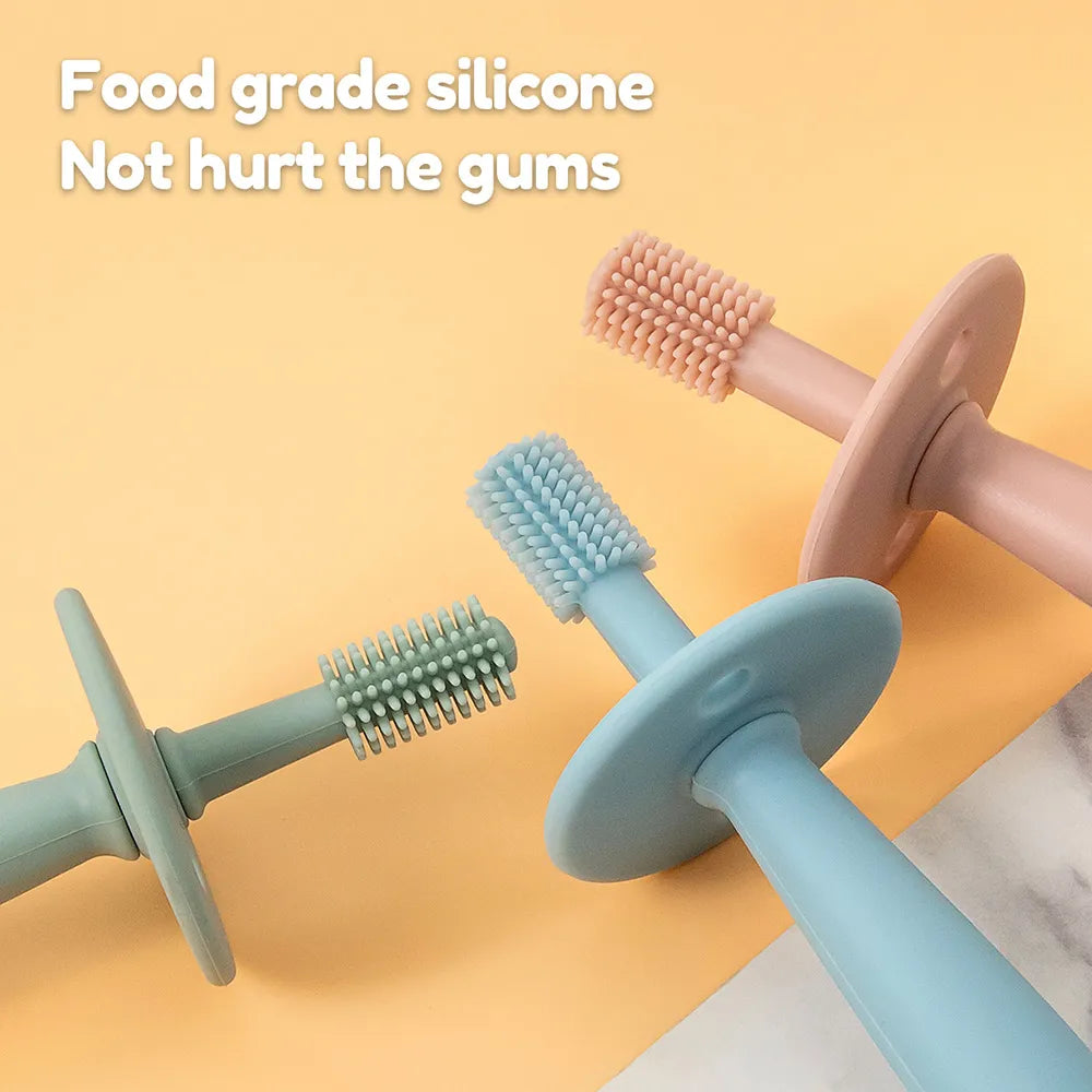 Cute 360-degree silicone infant toothbrush, making brushing fun for kids