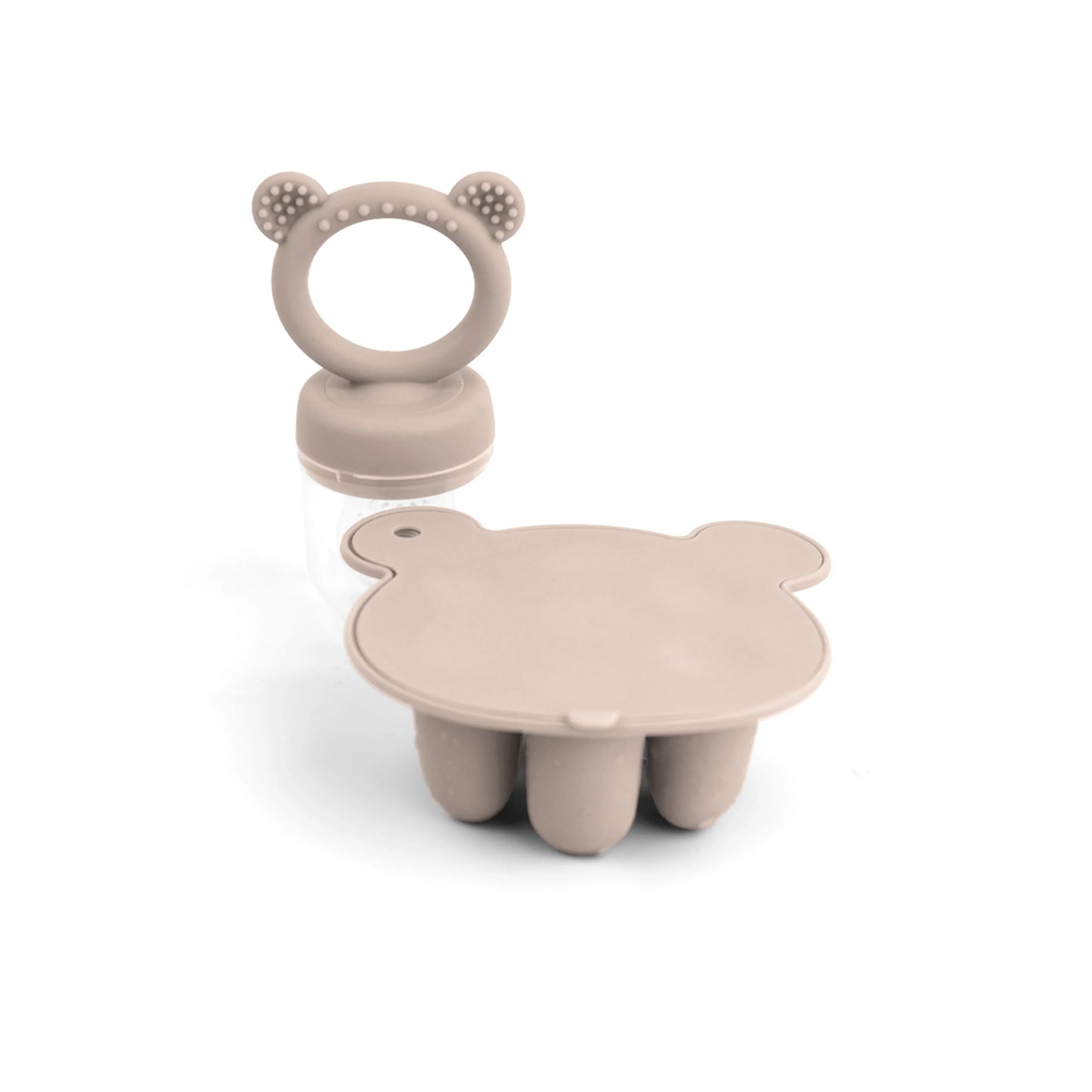 Baby meal prep: pink silicone bear freezer tray for small portions of baby food