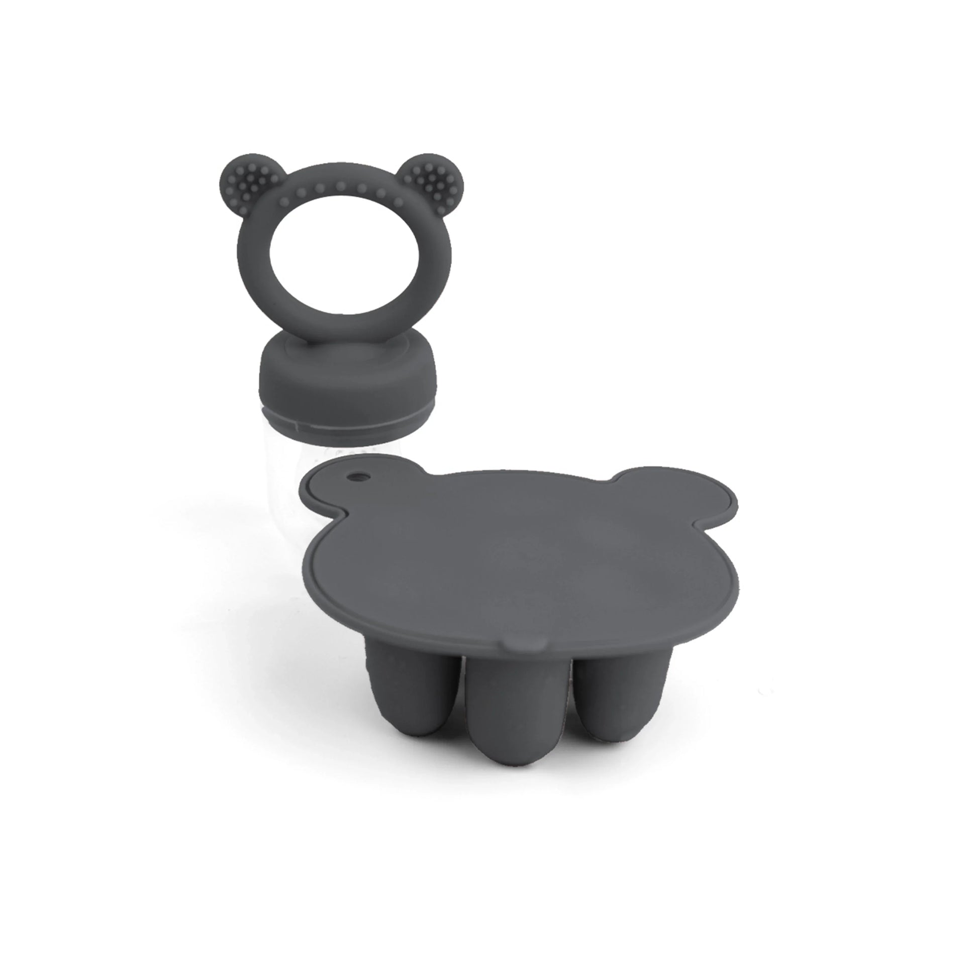Non-toxic silicone bear baby feeder and freezer tray, safe for infants and toddlers