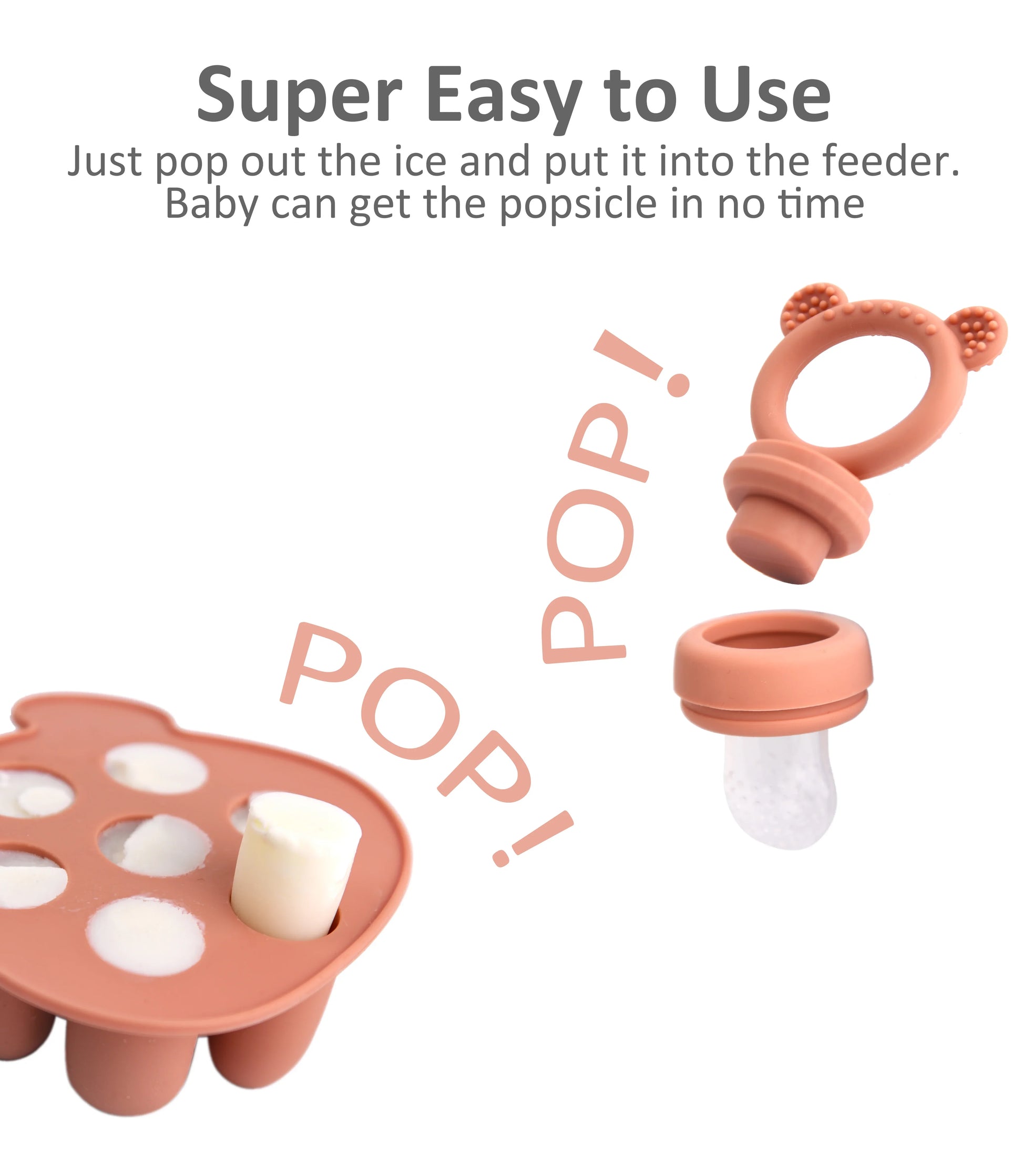 Versatile pink silicone bear tray, serves as both a feeder and a freezer storage