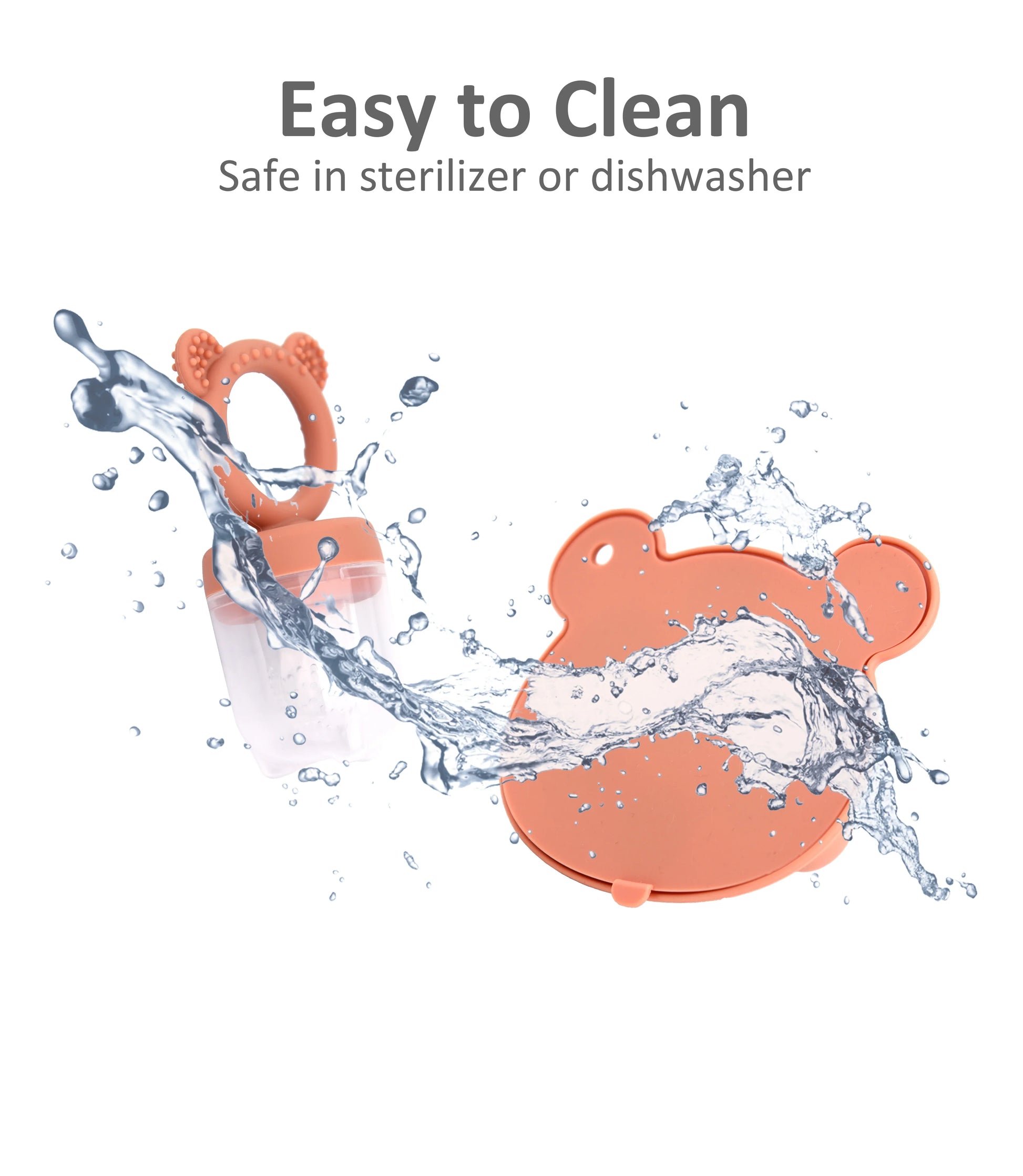 Soft silicone bear baby feeder & freezer tray, designed for freshness & easy serving