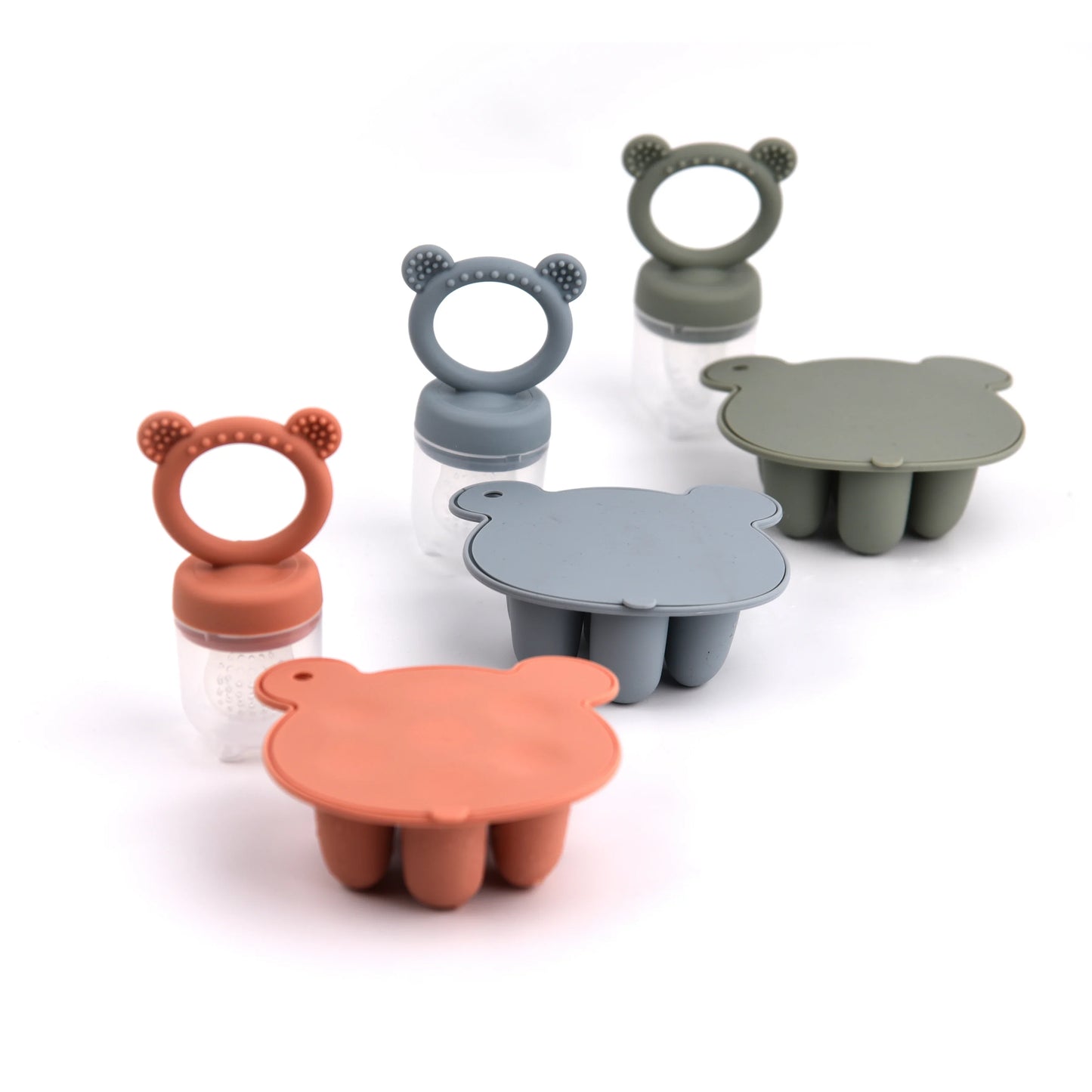 Silicone baby food freezer tray with bear compartments, perfect for first foods