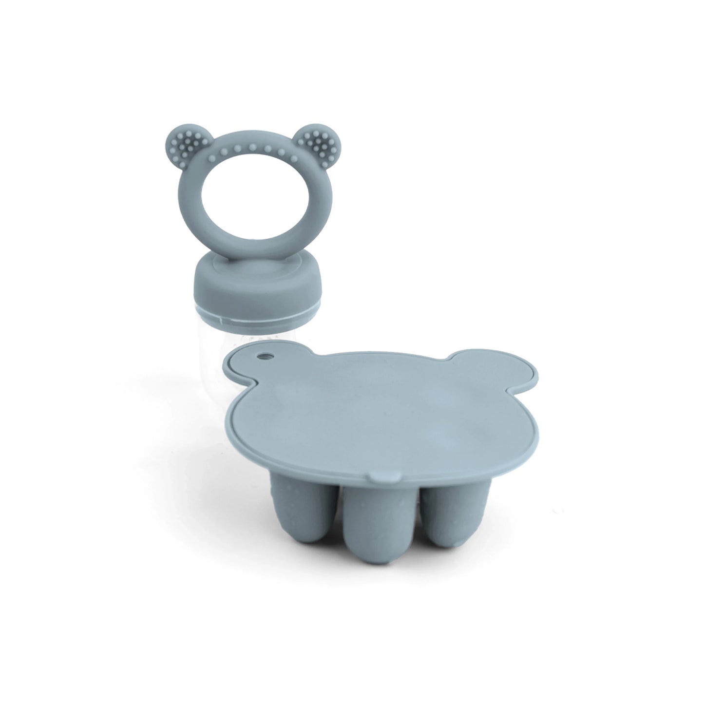 Homemade baby food storage with pink silicone bear freezer tray, healthy & convenient