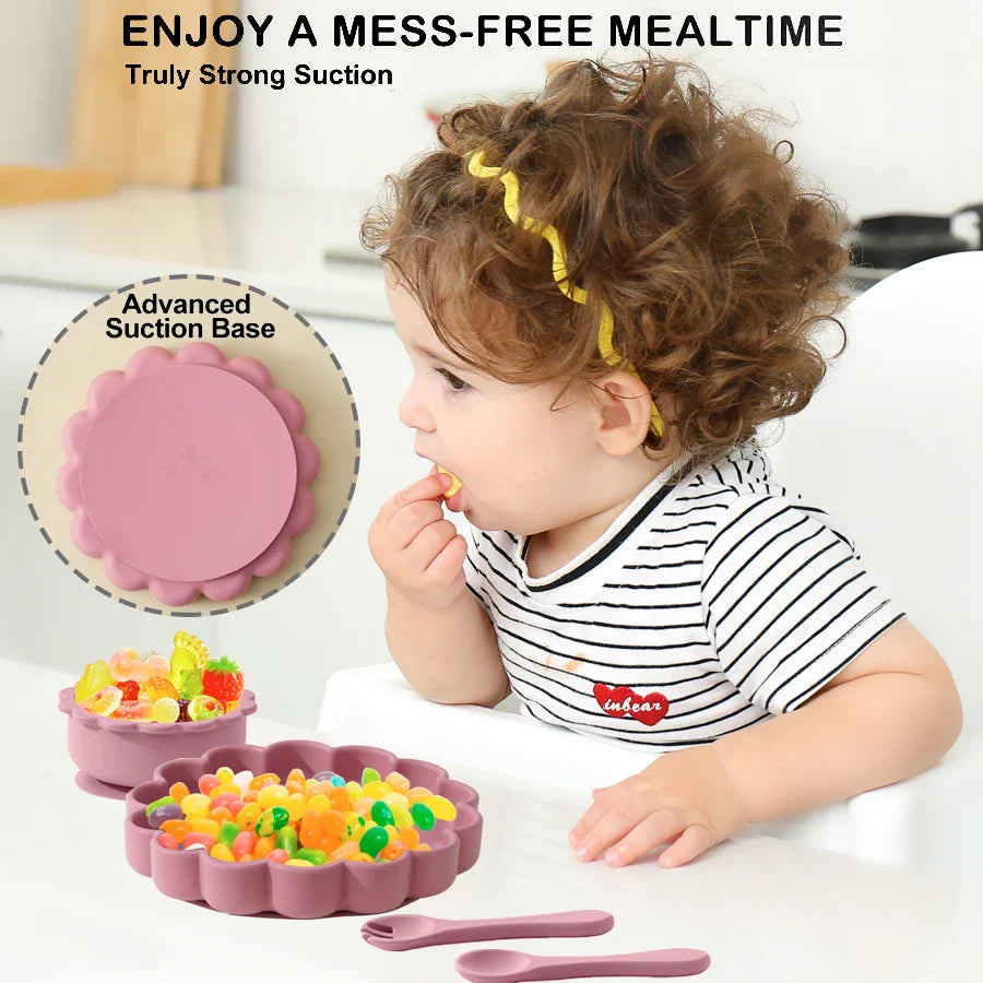 Baby Silicone Lion Tableware Set - Plate, Bowl, Spoon & Fork