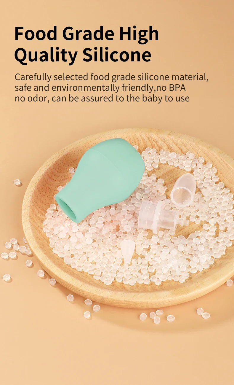 BPA-free silicone nasal aspirator, safe baby health and hygiene product