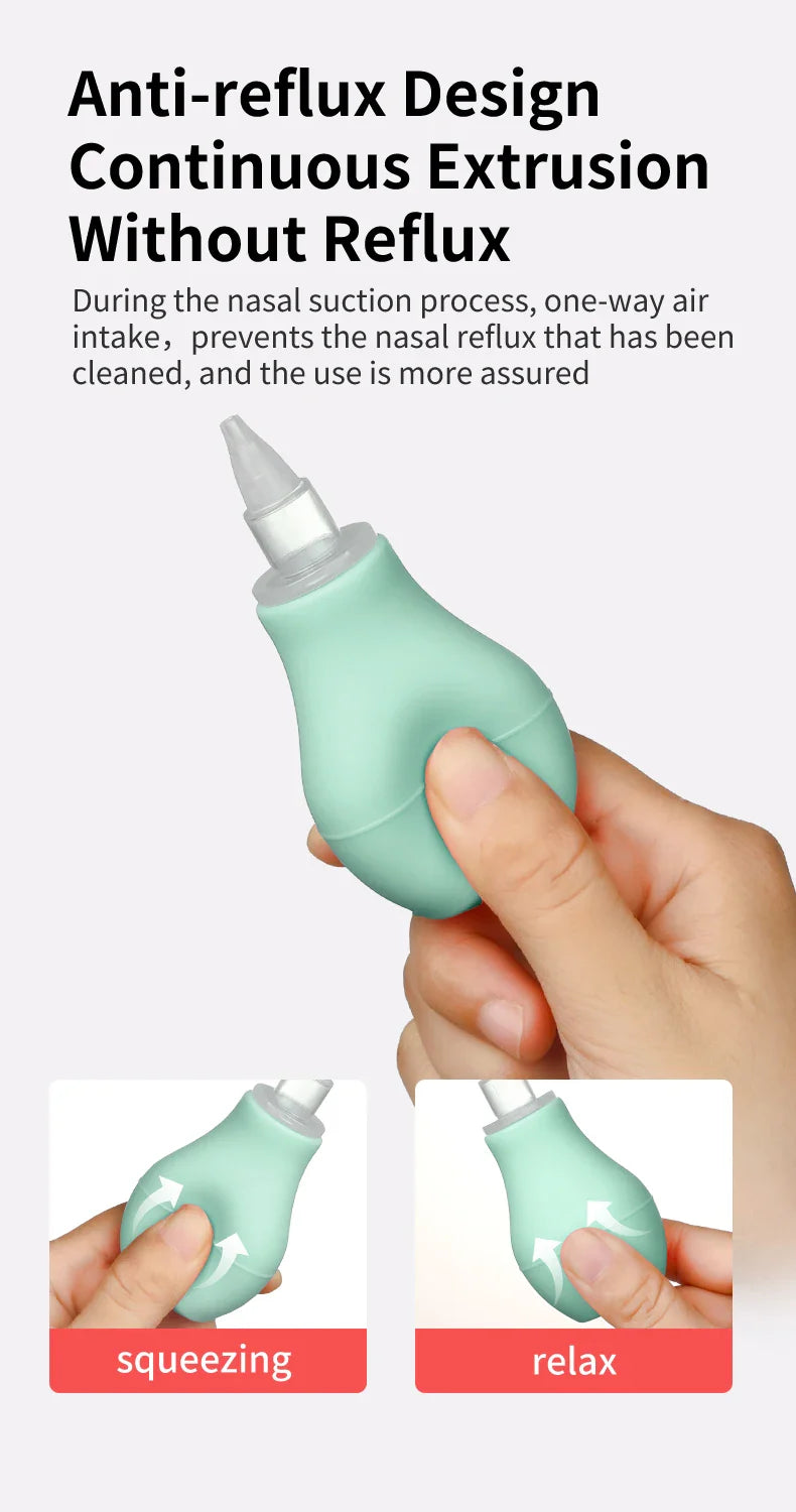 Baby nasal aspirator with soft bulb, comfortable for newborn use