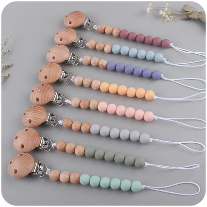 Baby Silicone Pacifier Clip Chain with Beads - Anti-Drop Design