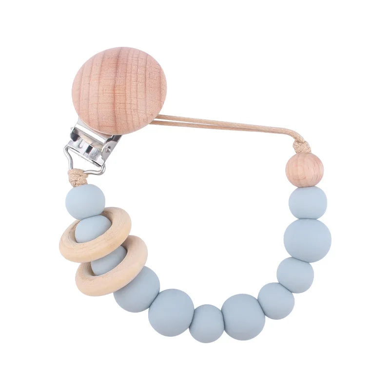Baby Silicone Pacifier Clip Chain with Beads - Anti-Drop Design