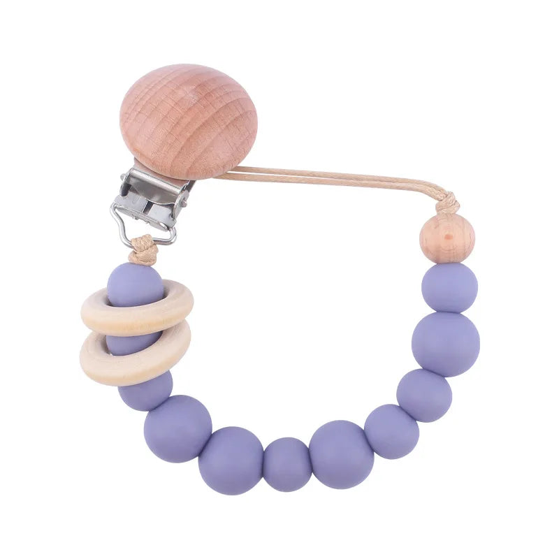 Baby Silicone Pacifier Clip Chain with Beads - Anti-Drop Design