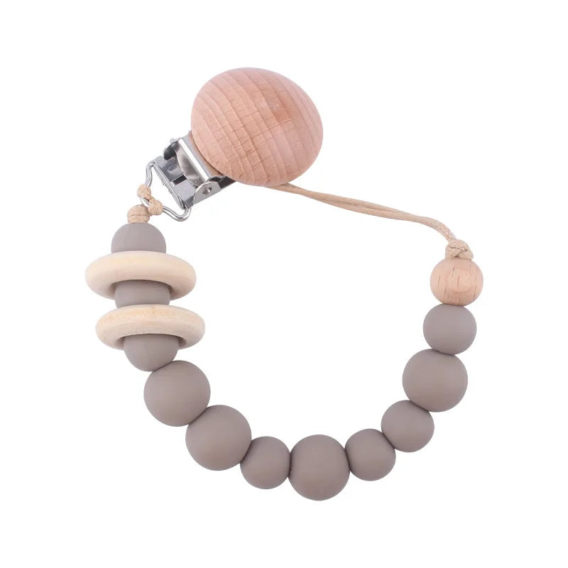 Baby Silicone Pacifier Clip Chain with Beads - Anti-Drop Design