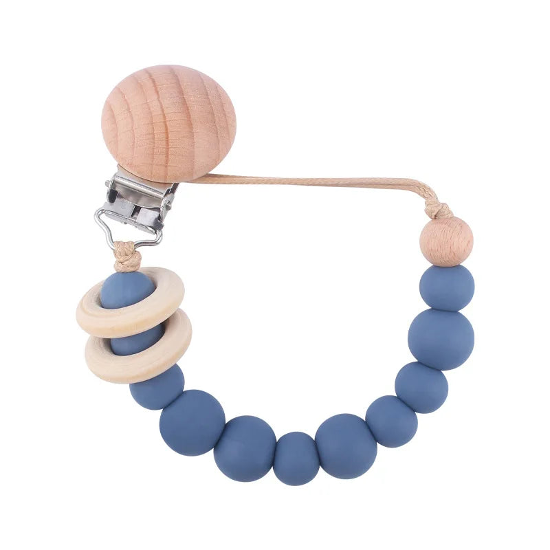Baby Silicone Pacifier Clip Chain with Beads - Anti-Drop Design