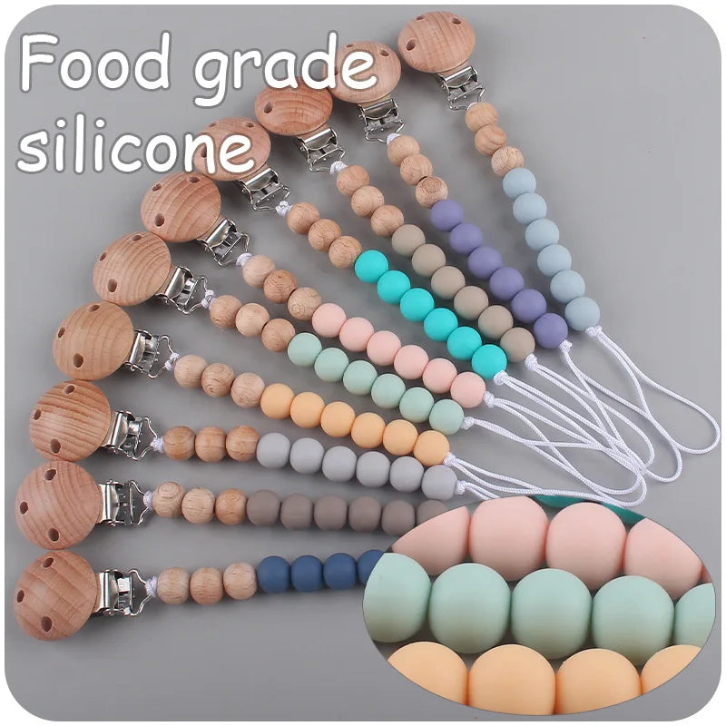 Baby Silicone Pacifier Clip Chain with Beads - Anti-Drop Design
