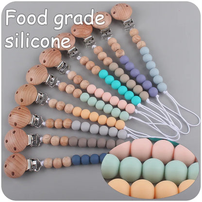 Baby Silicone Pacifier Clip Chain with Beads - Anti-Drop Design