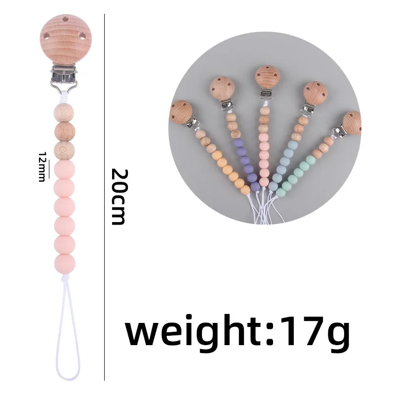 Baby Silicone Pacifier Clip Chain with Beads - Anti-Drop Design