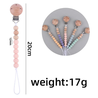 Baby Silicone Pacifier Clip Chain with Beads - Anti-Drop Design