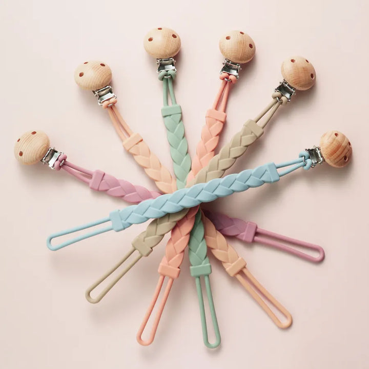 Essential newborn silicone teether clip, safe accessory for pacifiers.