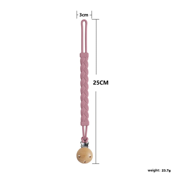 Newborn silicone pacifier & teether clip, essential baby accessory for teething.