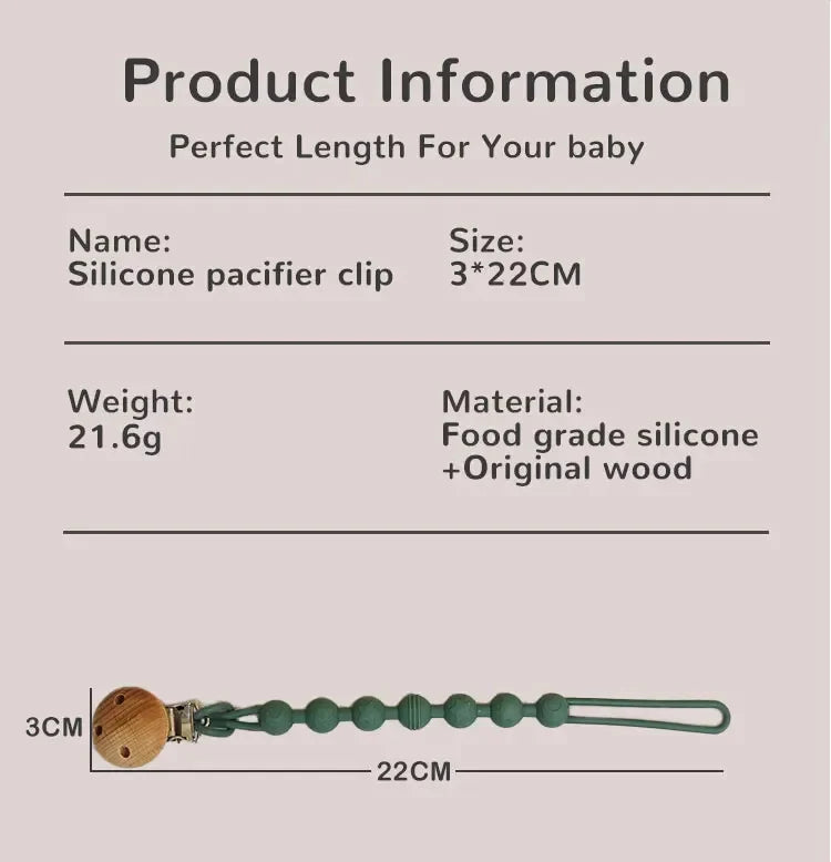 Multi-functional baby gift: silicone pacifier clip with a textured teether for sensory play.