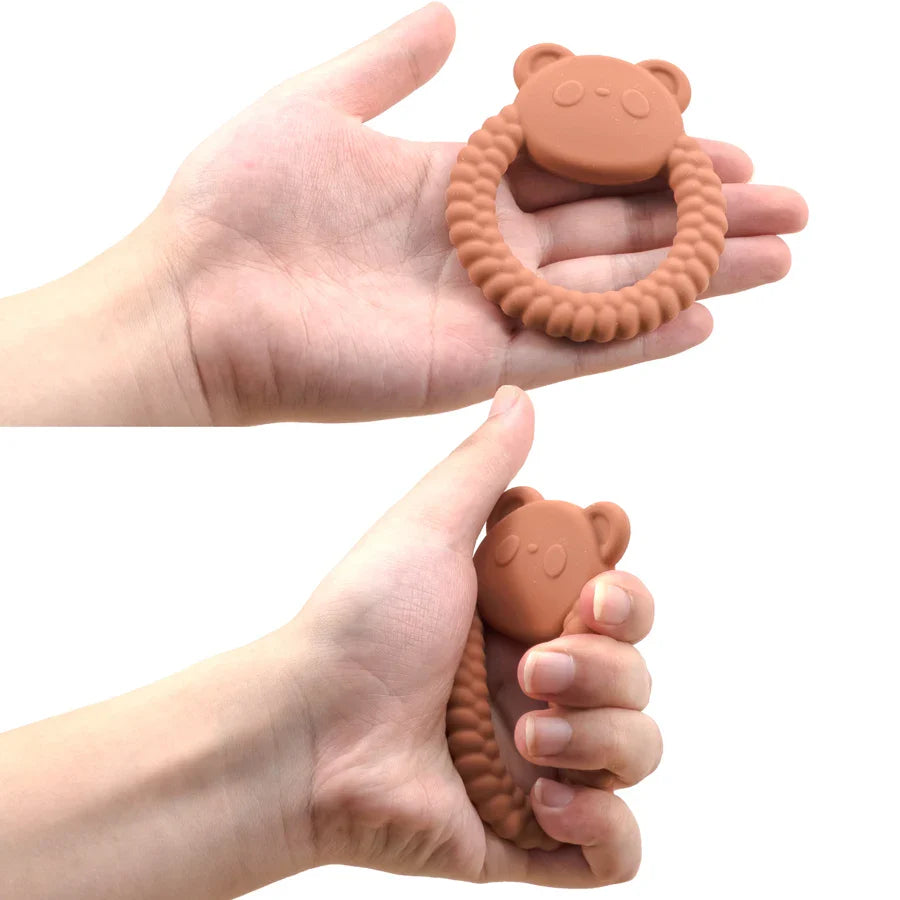 Safe and functional panda silicone teether, a newborn essential for soothing fussy babies.