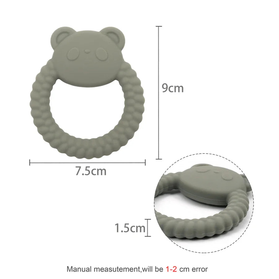 Baby accessories: silicone panda teether, an effective and cute solution for infant teething.