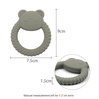 Baby accessories: silicone panda teether, an effective and cute solution for infant teething.
