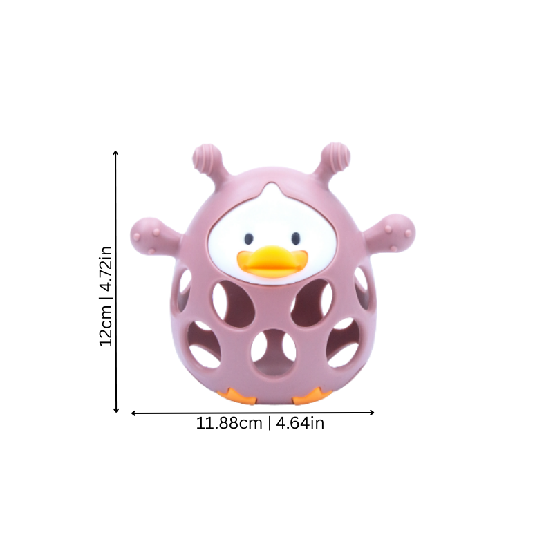 Close-up of a textured baby silicone teether toy, ideal for gum relief and baby development