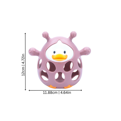 Close-up of a textured baby silicone teether toy, ideal for gum relief and baby development