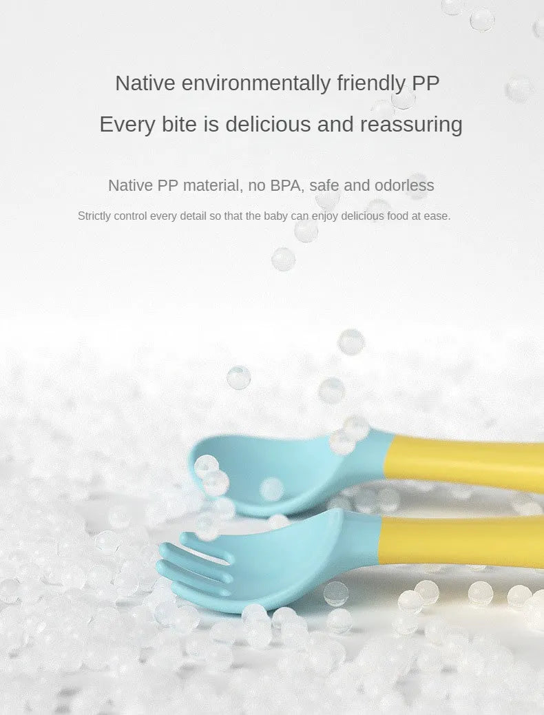 Close-up of a baby silicone fork's tines, soft and safe for a toddler's mouth