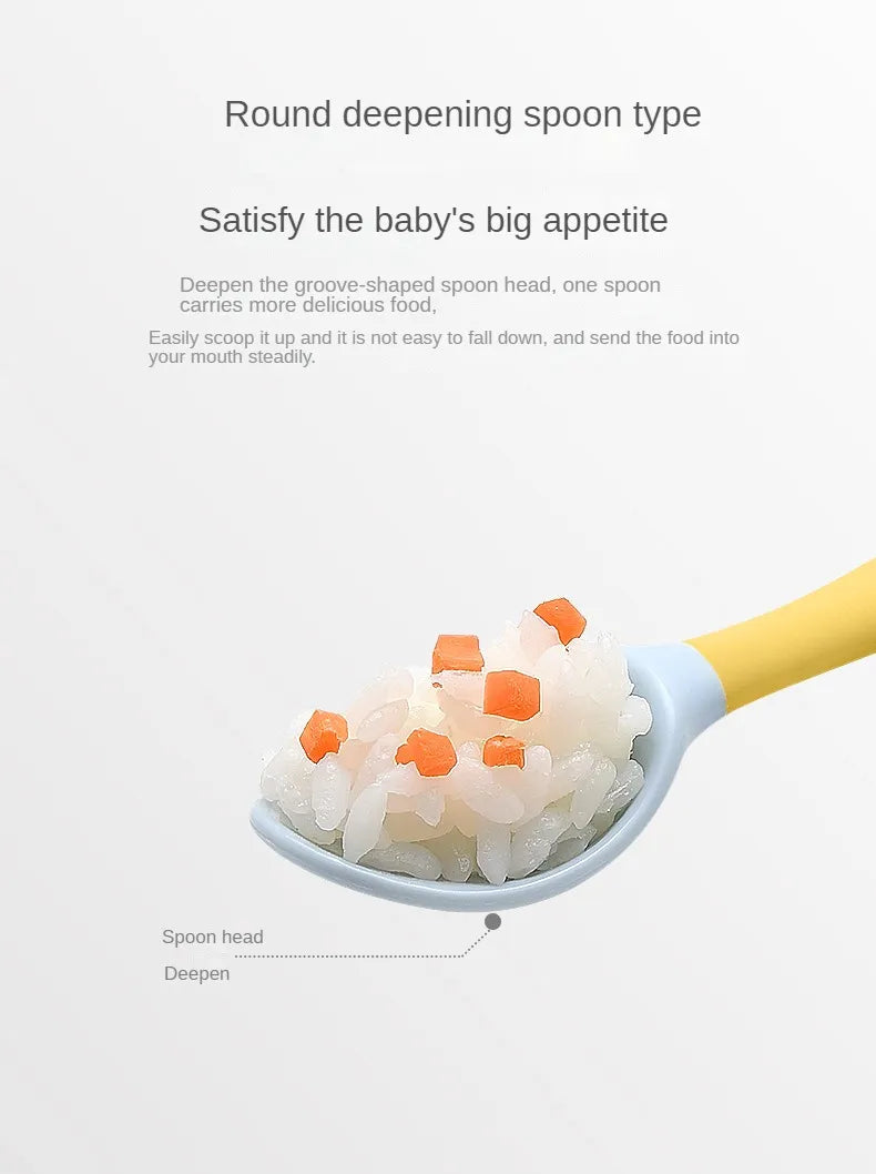 Collection of colorful baby silicone spoons, perfect for little ones learning to eat