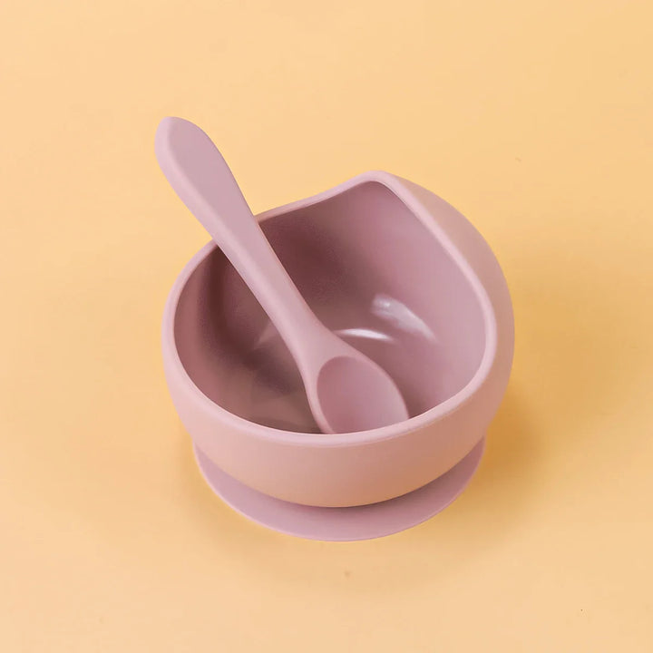 BPA-free silicone suction bowl set, blue, hygienic for baby's mealtime