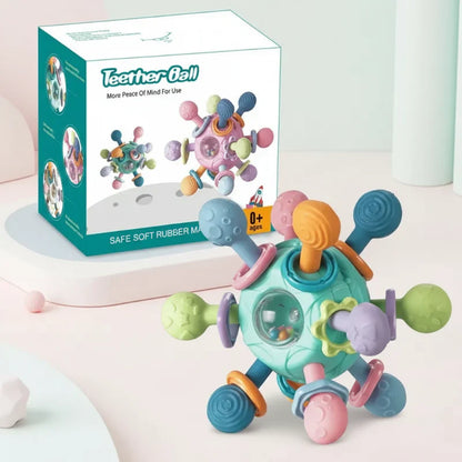 BPA-free baby silicone teether grip ball with unique shape, perfect for soothing gums.