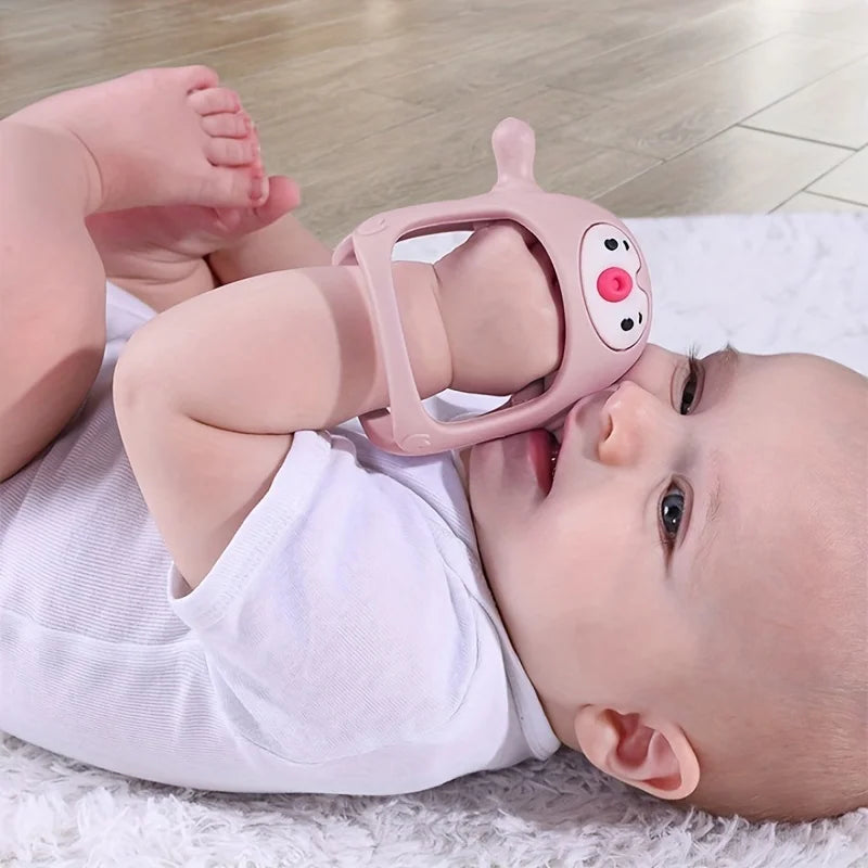 Baby silicone teething toy in a cute animal shape, ideal for soothing gums and development